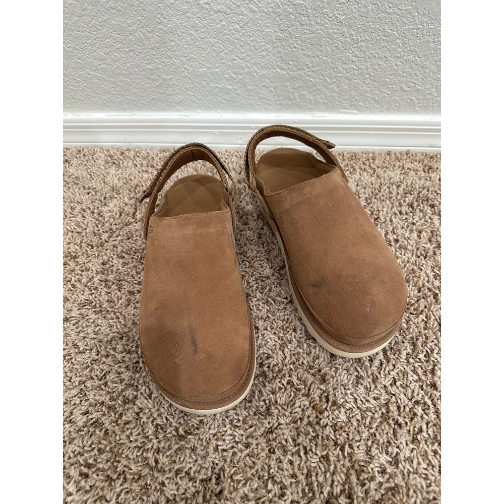 UGG Goldenstar Clog Chestnut Suede Platform Sandals Womens 9 Brown 1138252